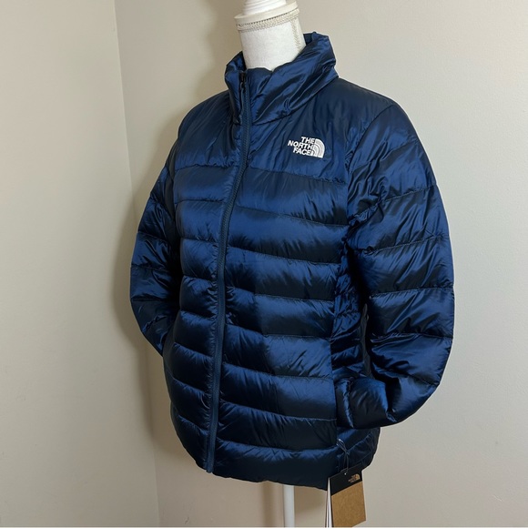 The North Face Women's Aconcagua Jacket Down Zip Coat Shady Blue Sz L